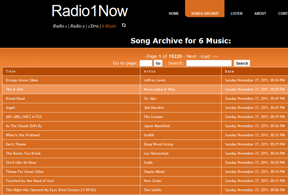 6 Music song archive listing